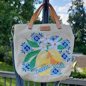 Bella Vita Embroidered Medium Messenger Bag